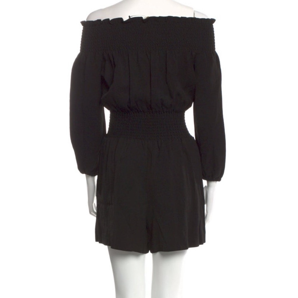 Maje Ilanda Off-The-Shoulder Romper Size 36 Black Linen Viscose Blend Casual - Picture 5 of 12